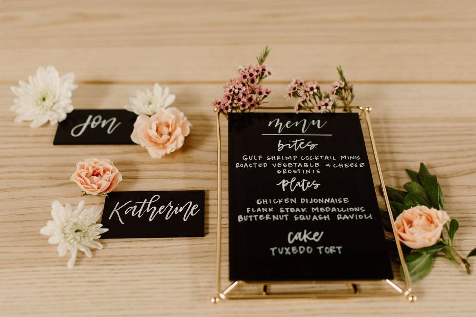 Placecards and Menu