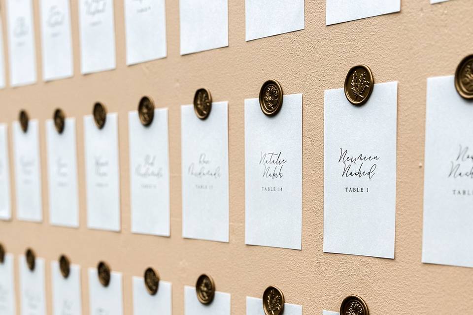 Escort Cards with Wax Seals