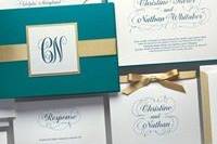 Teal and gold invitation