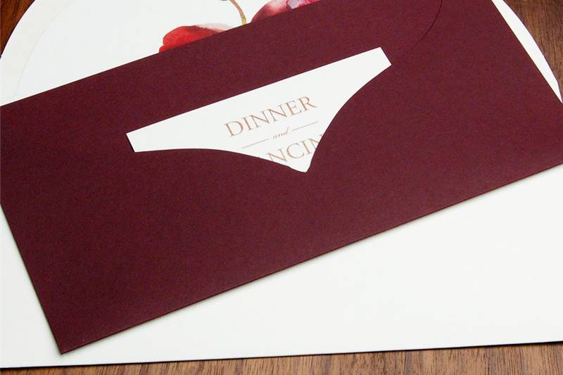 Maroon enveloped invitation