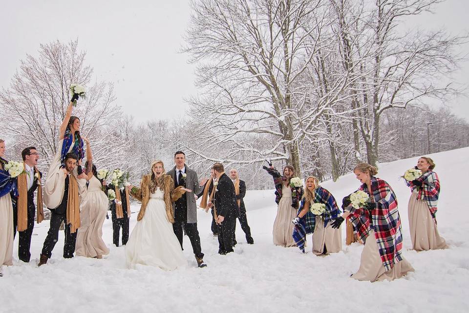 Groomsmen in the snow