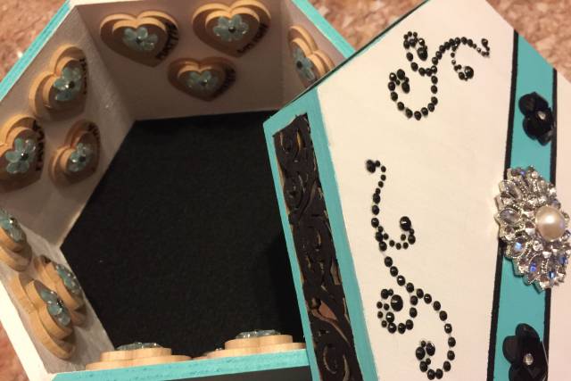 Each heart is personalized with the name of the bridal shower guests in attendance.