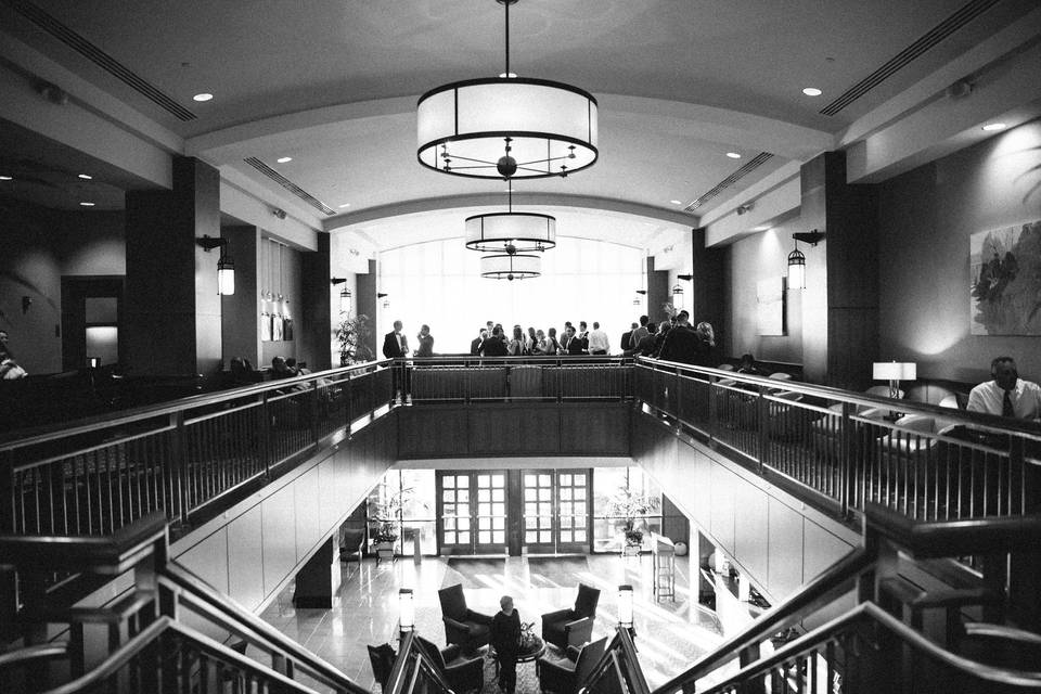 Bride and Groom on Stairs