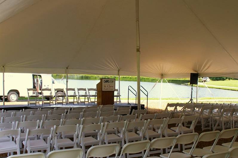 Tented ceremony setup