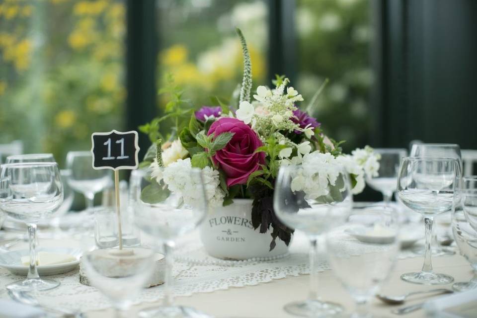 Table setup with centerpiece