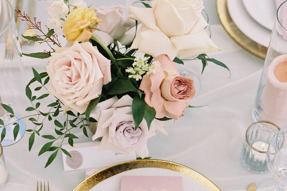 Pop of pink place setting