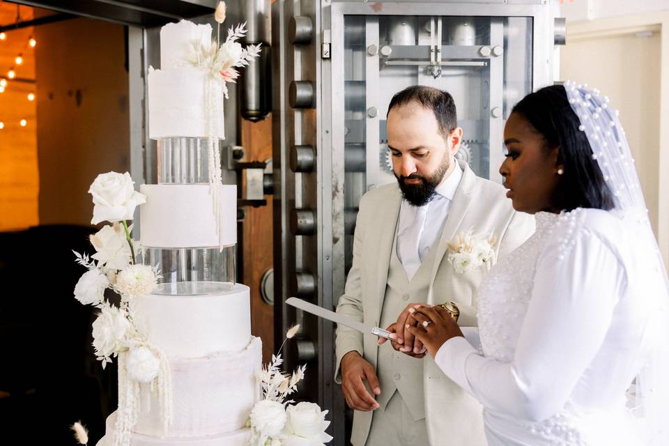 Bride and Groom Cake Cutting