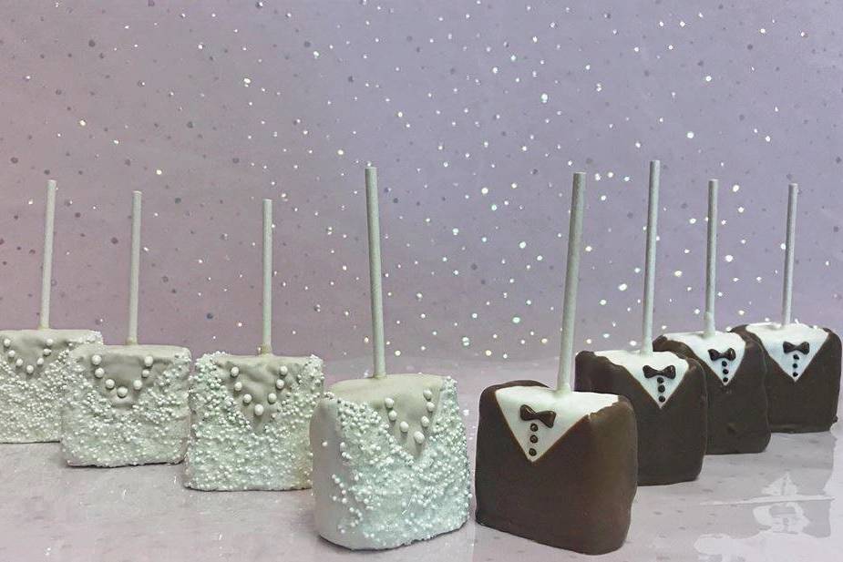 Bride and Groom Rice Krispie Pops