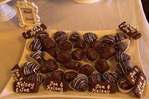 Wedding Tray: Chocolate Strawberries and Chocolate Dipped Graham Crackers with Names