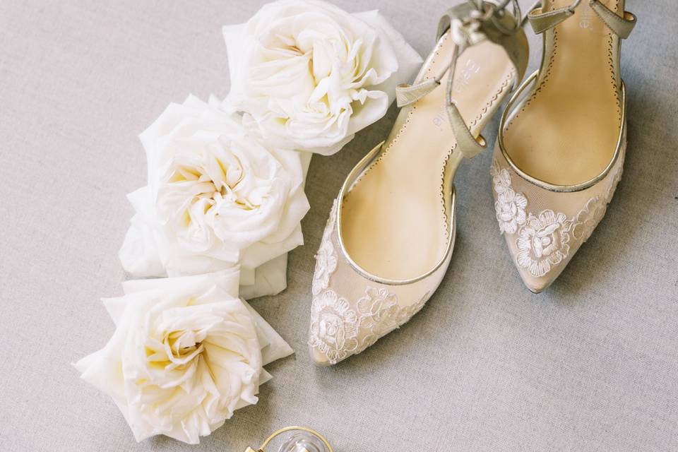 Bridal shoe flatlay