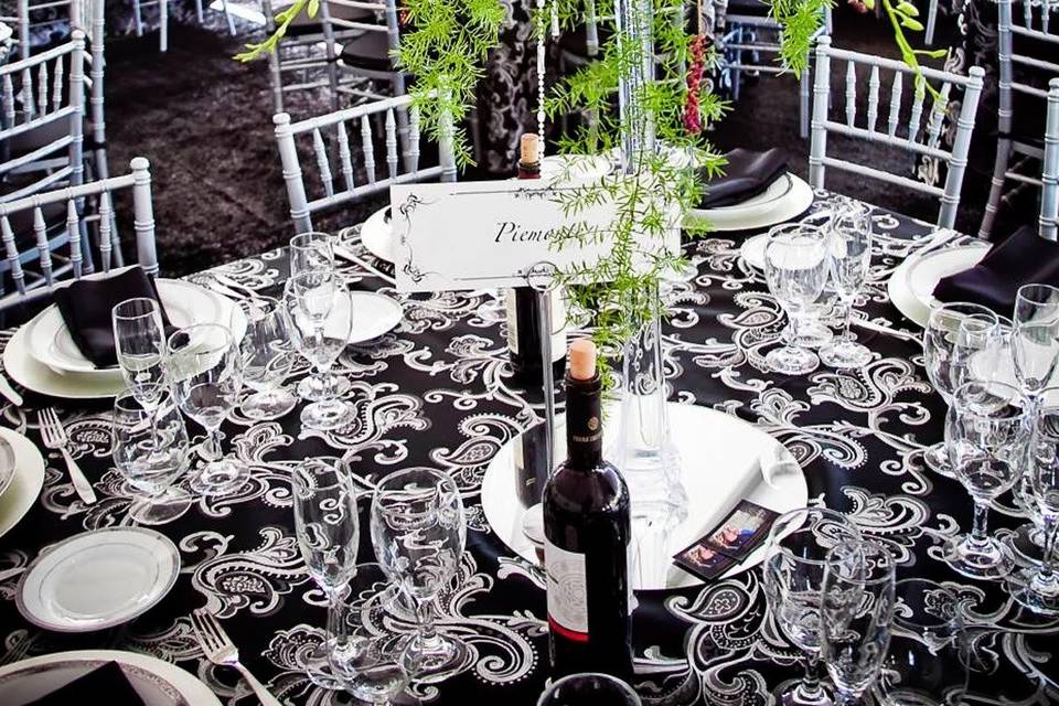 We can provide linen, flatware, china, decor, floral arrangements, etc..