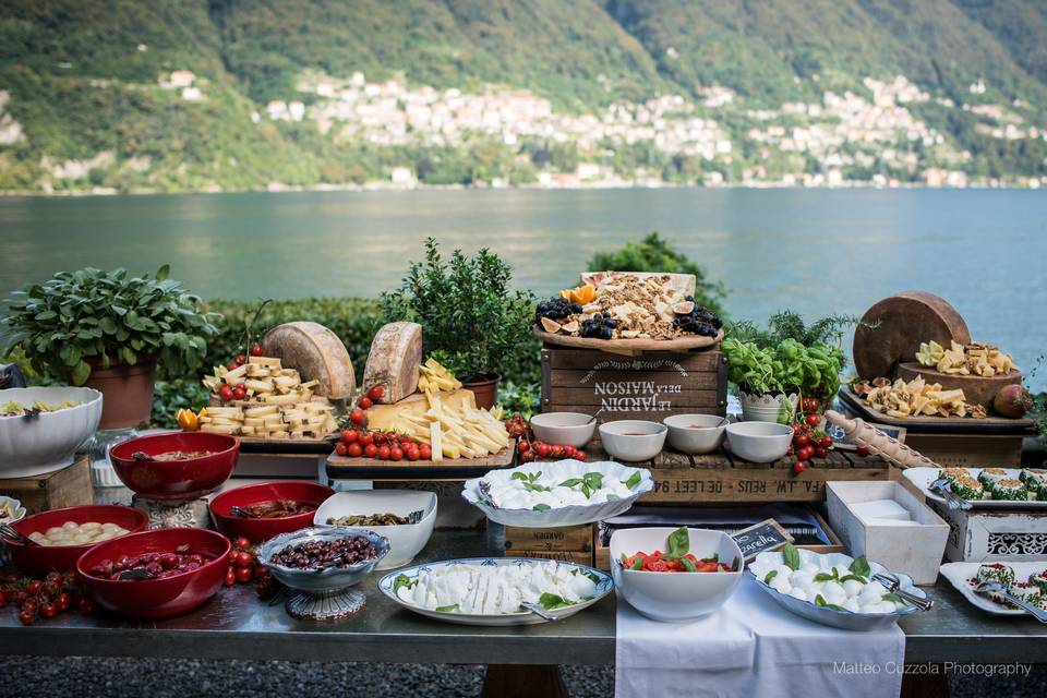 Italian food by lake Como