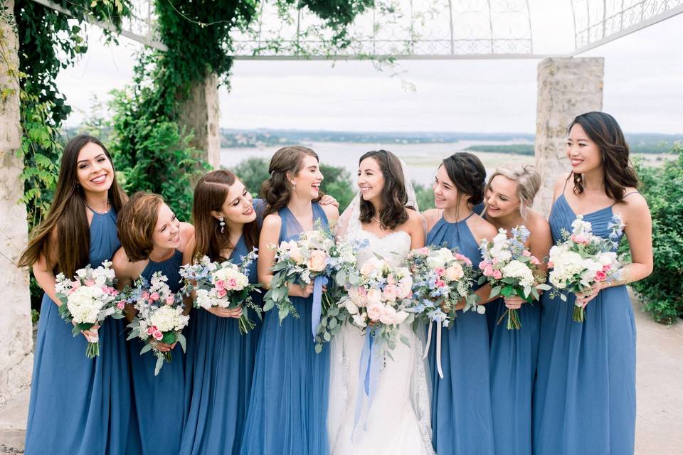 Wedding party in blue