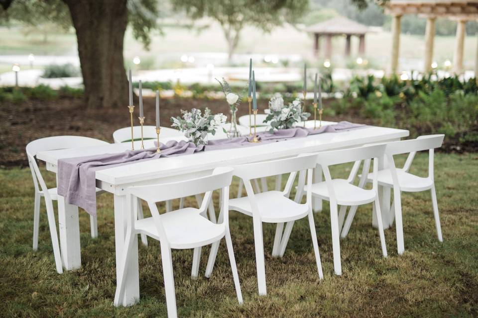 White farm table