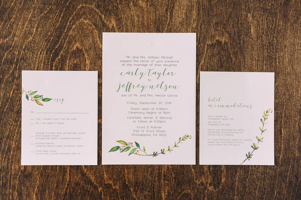 Botanical minimalist invitation