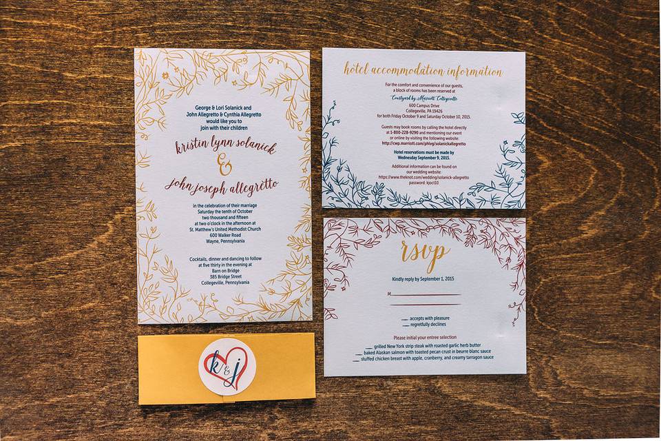 Yellow and blue themed invitation