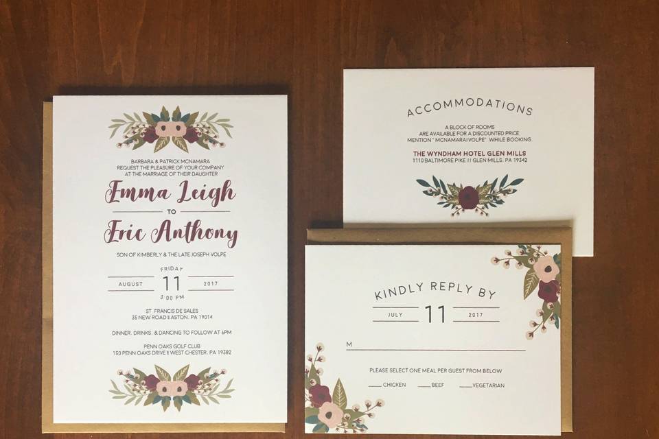 Rustic wedding invitation