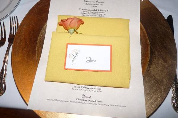 Seating Tags and Menu