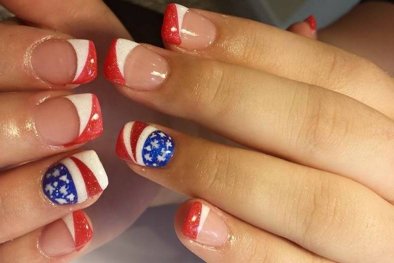USA flag nail design