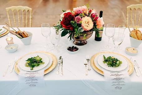 Table set-up with centerpiece