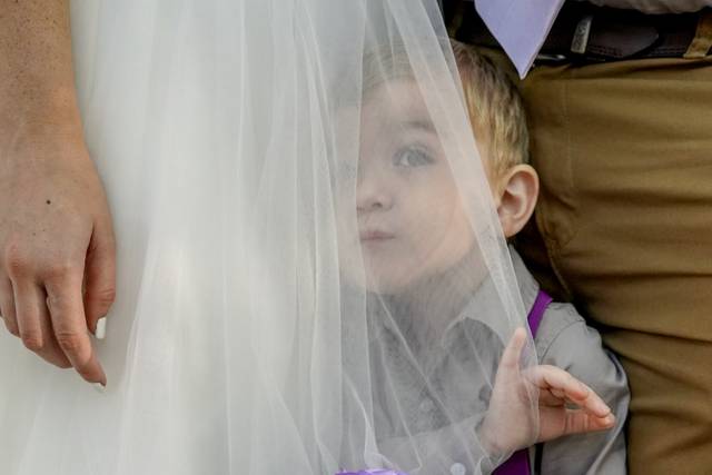 Peek-a-boo behind veil