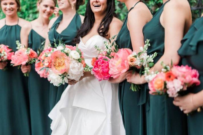 Bouquets of the bride and bridesmaids