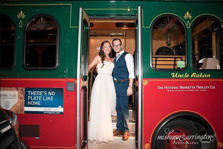 Newlyweds on the trolley