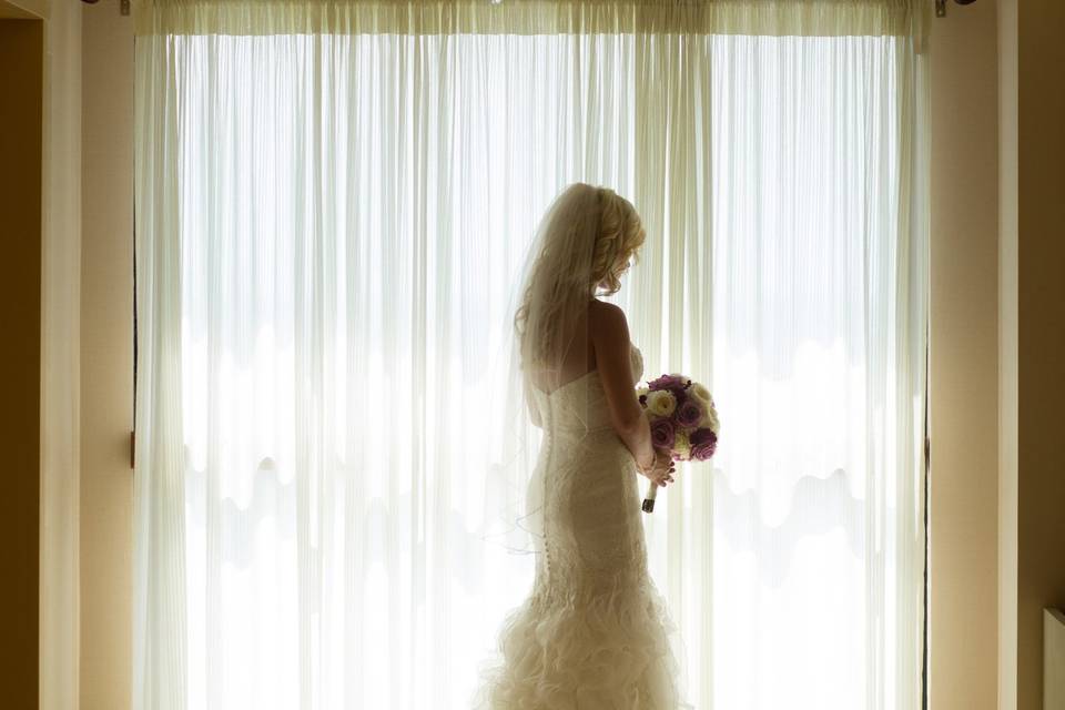 Silhouetted bride