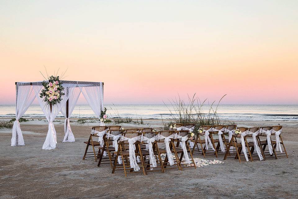 Beach wedding setup