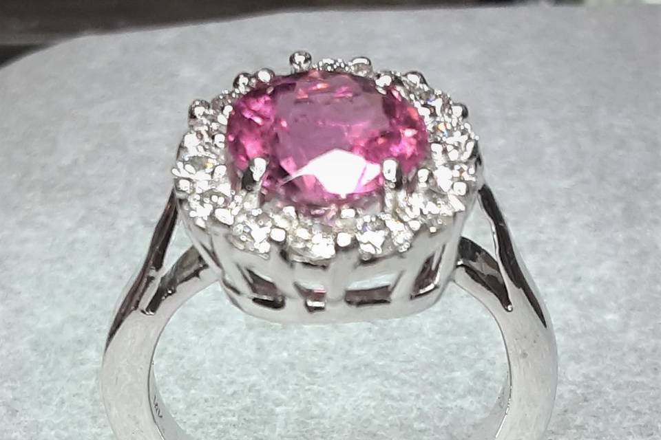 Pink tourmaline and diamonds