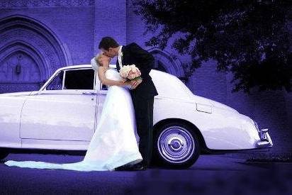 Rolls Royce Silver Cloud wedding at church.