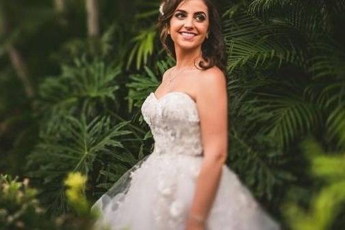 Bride by the trees