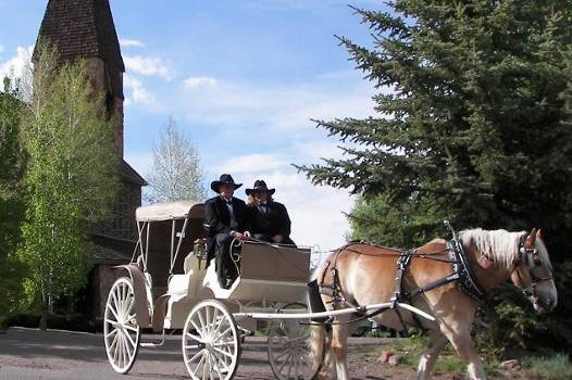 wedding carriage Aspen Chapel