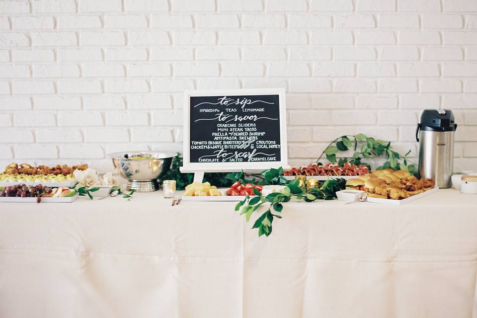 Plated buffet with assorted hors d'oeuvres