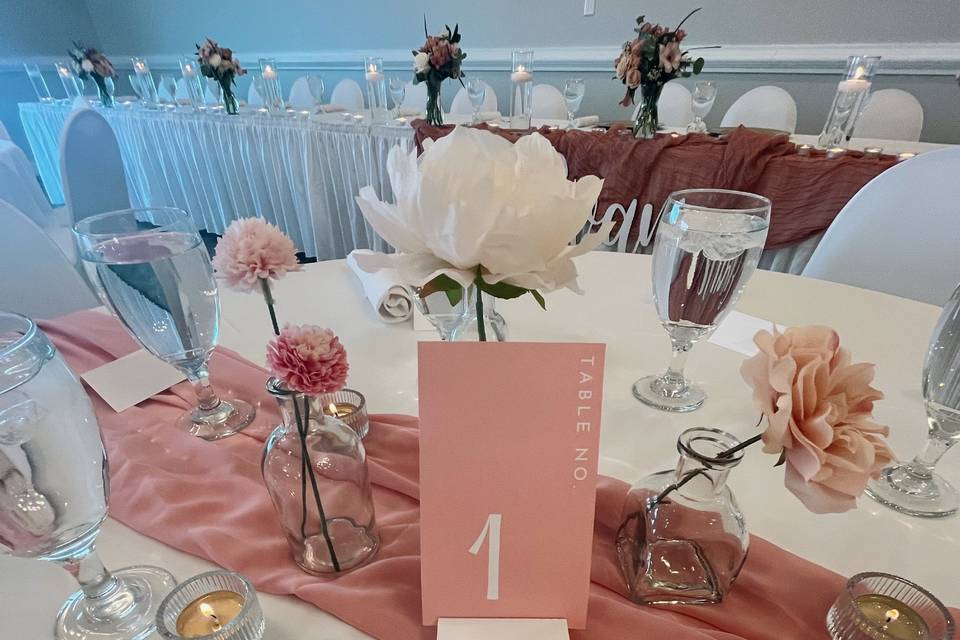 Blush spring wedding reception