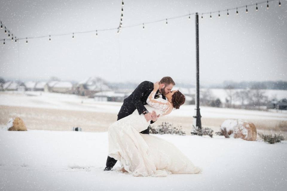 Winter wedding on the patio