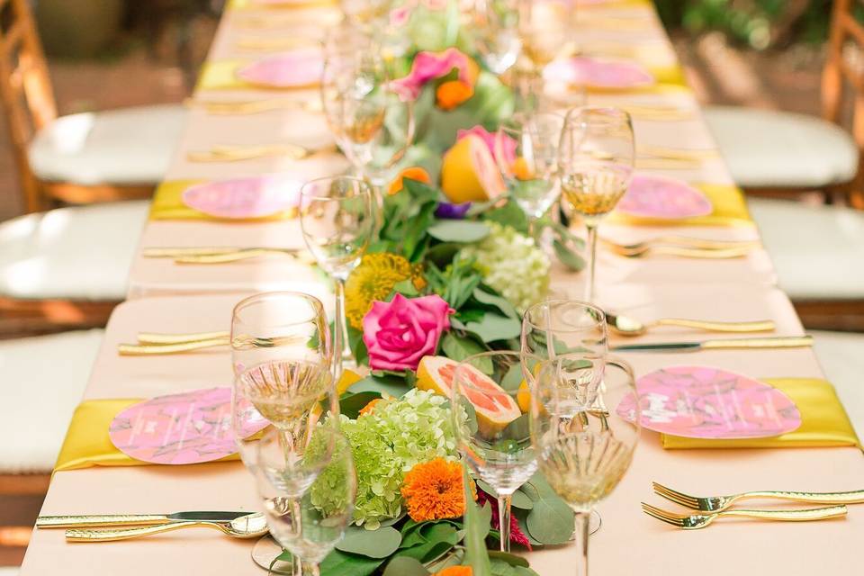 Table setup and floral decor