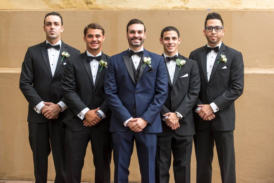 Dapper groom and groomsmen