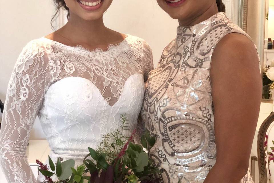 Bride and bridesmaid