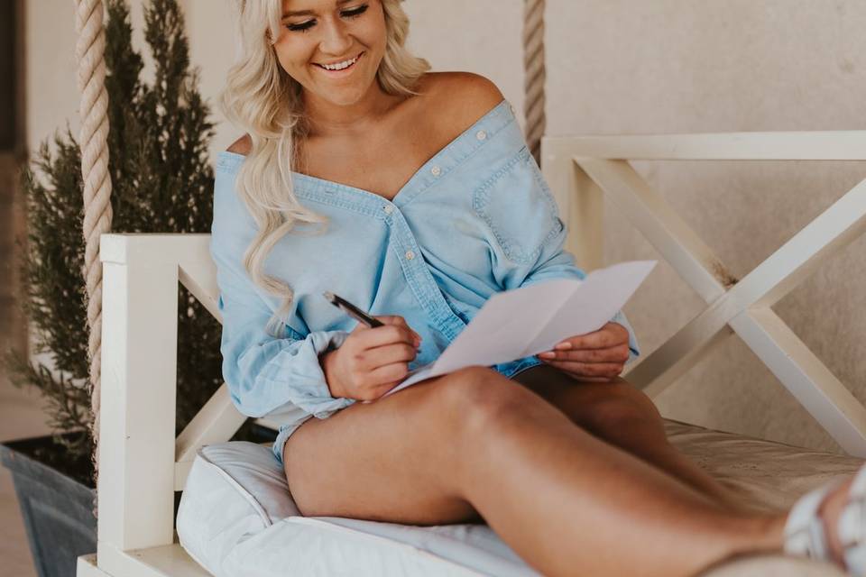 Reading and smiling