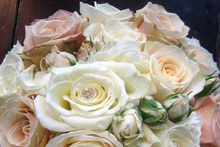 White and peach roses