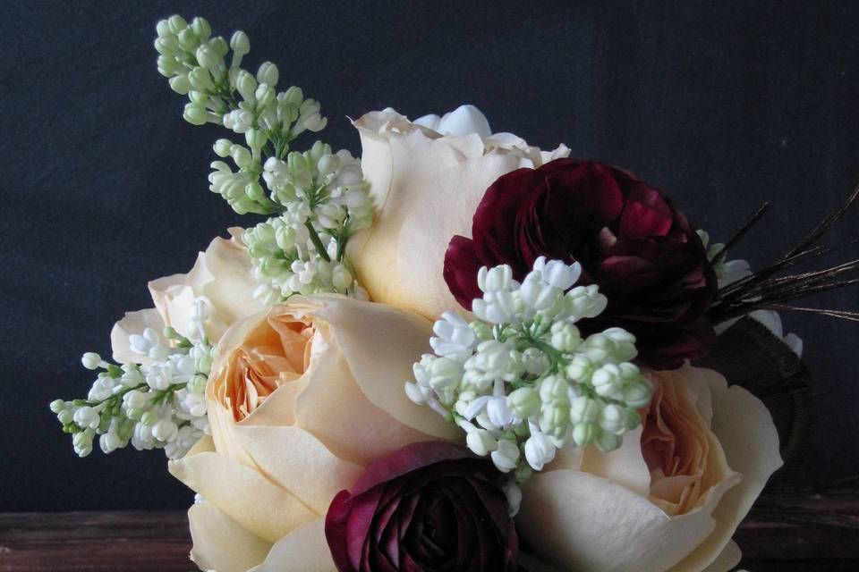 White and red rose bouquet