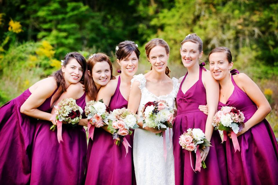 Bride and her bridesmaids