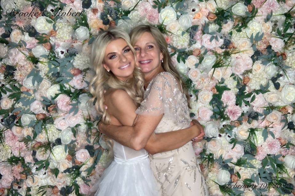 Flower wall and photo booth