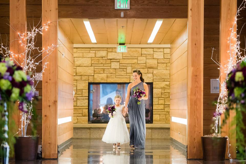 Fireplace as backdrop as enter