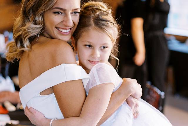 Bride and flower girl