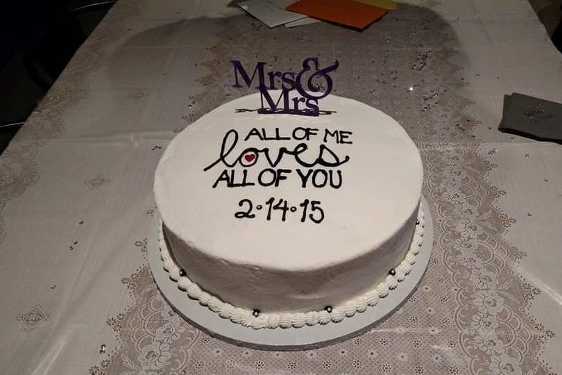 Mrs & Mrs cake