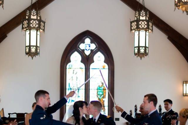 Wedding at the Mighty 8th Ai-rforce museum chapel