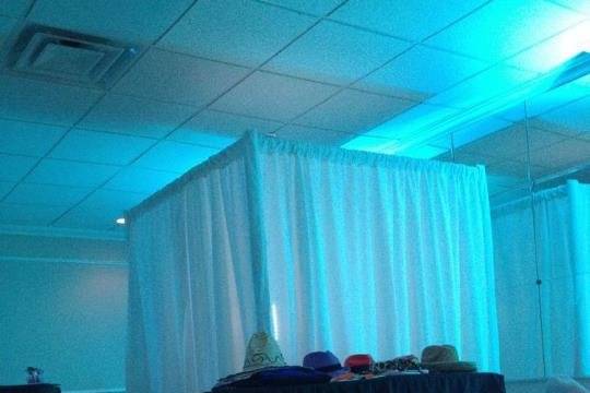 The Photo Booth at Doolan's Shore Club. Accented with our uplighting.