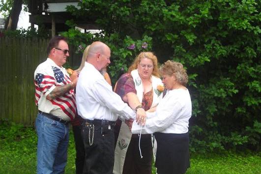 Elopement during Harley Davidson week.  They included a Handfasting.